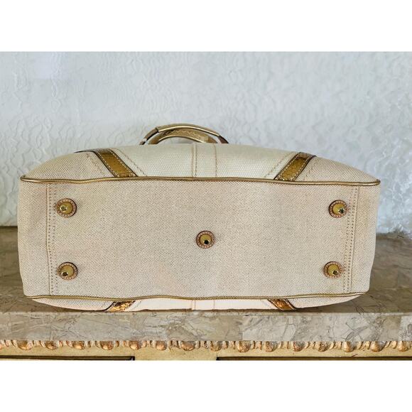 NWT Coach 10737 Legacy Soho Canvas Cream/Gold Python Satchelt Tote Bag Satchel - Picture 6 of 12